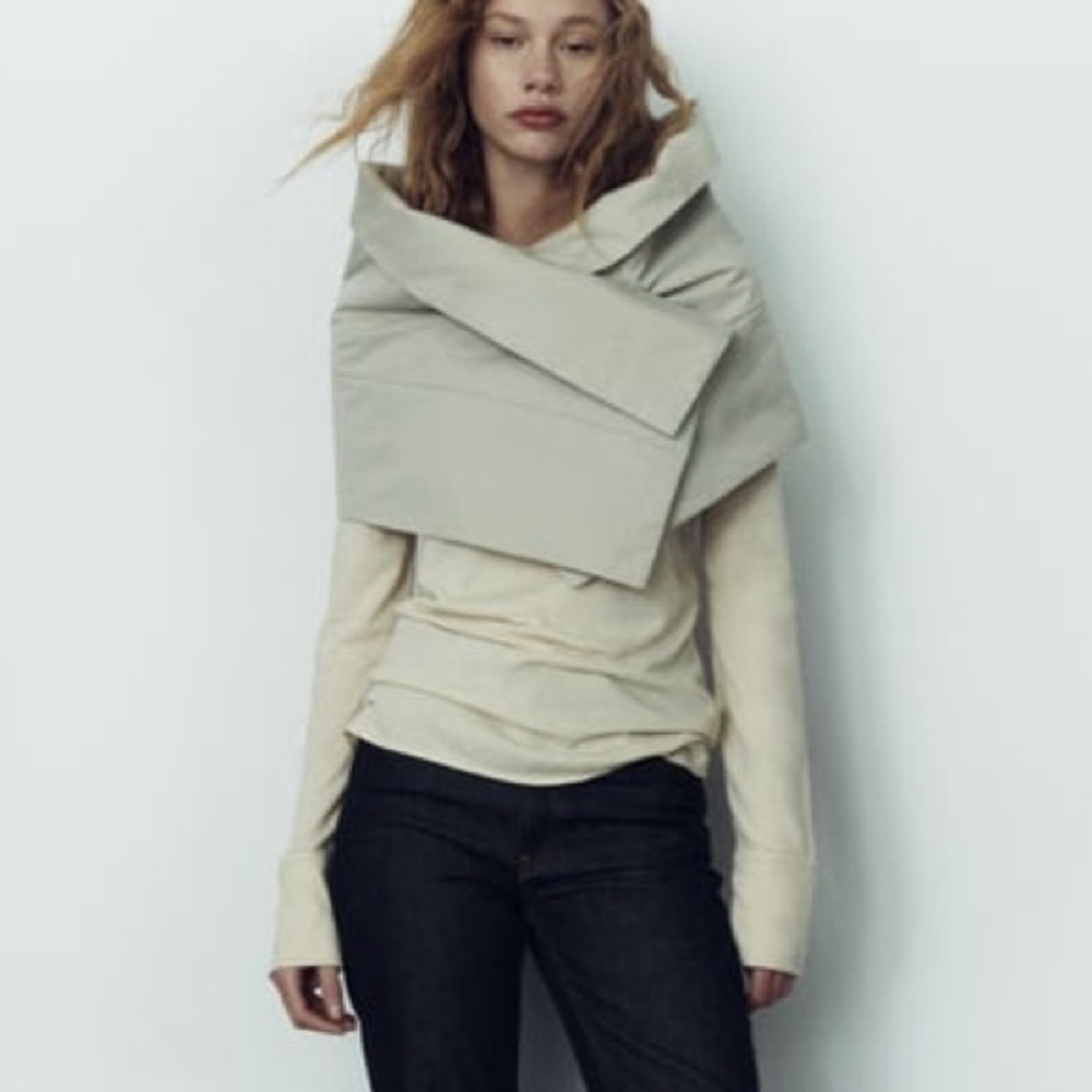 Zara wool long-sleeve top - beige, M